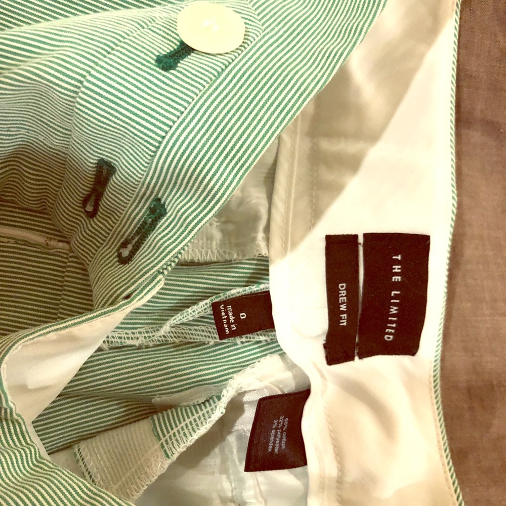 Limited Crop Pants in Green Pinstripe